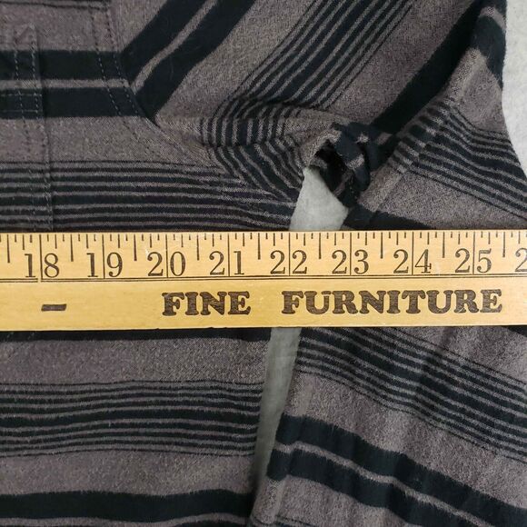 Converse One Star Chamois Shirt Mens Medium Black Grey Striped Streetwear - Picture 4 of 6